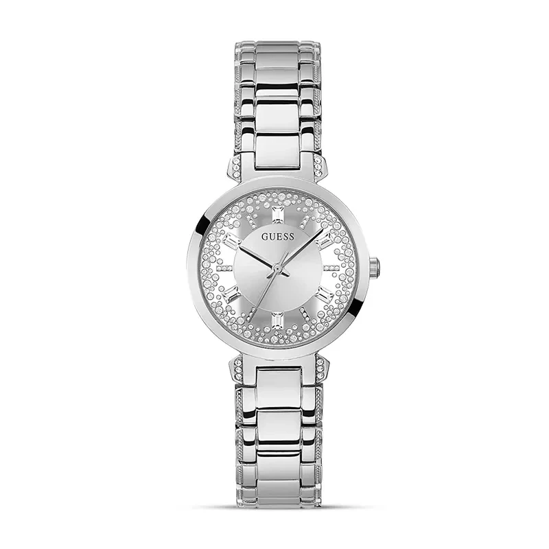 Guess Crystal Clear Silver Dial Ladies Watch | GW0470L1