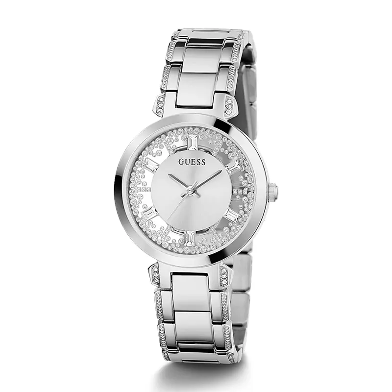 Guess Crystal Clear Silver Dial Ladies Watch | GW0470L1