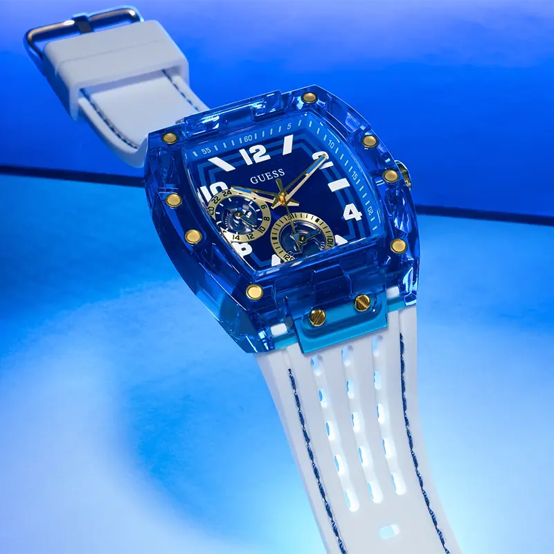 Guess Phoenix Multi-Function Blue Skeleton Dial Men’s Watch | GW0499G6