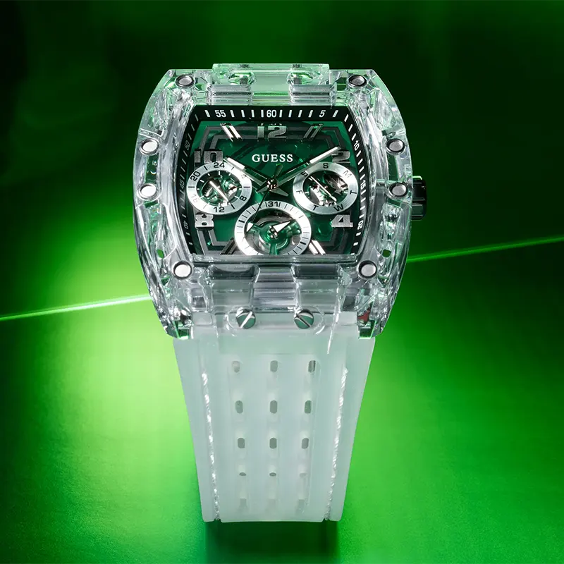 Guess Phoenix Multi-Function Green Skeleton Dial Men’s Watch | GW0499G8