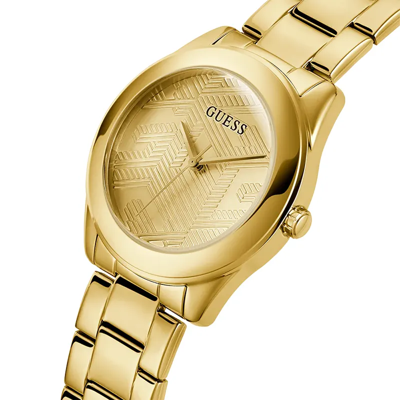 Guess Cubed Gold-Tone Champagne Dial Ladies Watch | GW0606L2