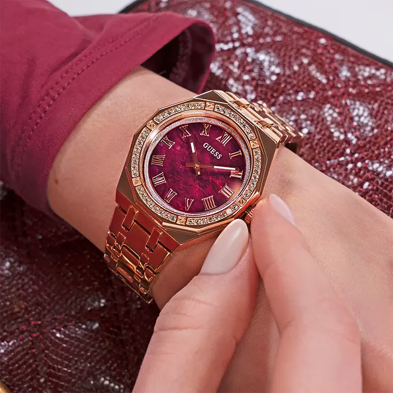 Guess Desire Purple Dial Rose Gold-Tone Ladies Watch | GW0770L3