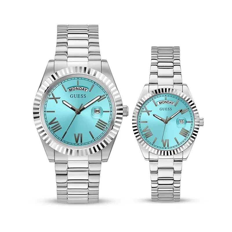 Guess Connoisseur Aqua Blue Dial Couple Watch | GW0265G11 | GW0308L4