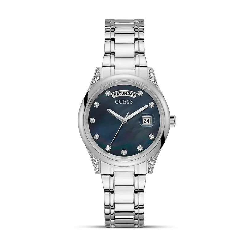 Guess Aura Mother of Pearl Black Dial Ladies Watch | GW0047L1