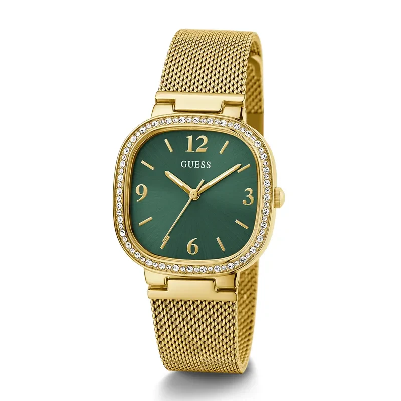 Guess Tapestry Green Dial Gold-Tone Ladies Watch | GW0354L5