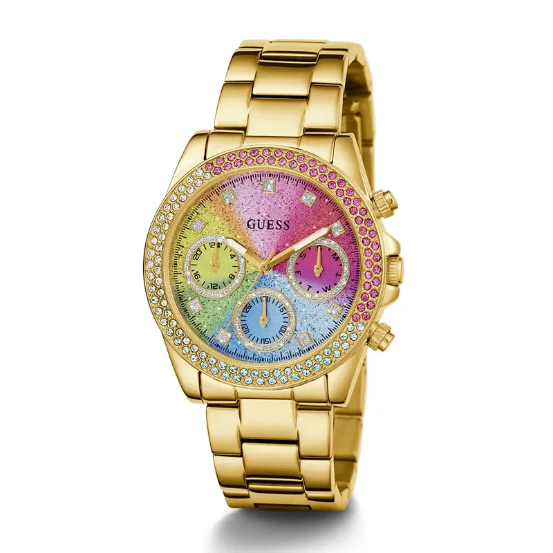 Guess Sol Multifunction Rainbow Dial Gold-Tone Ladies Watch | GW0483L4