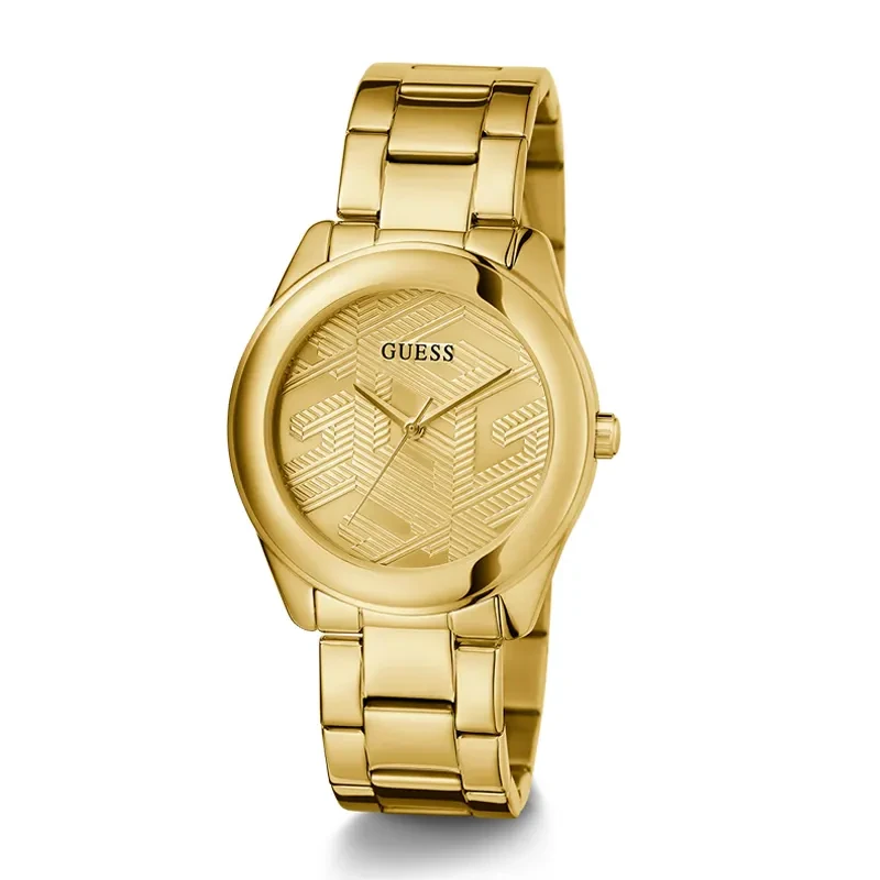 Guess Cubed Gold-Tone Champagne Dial Ladies Watch | GW0606L2