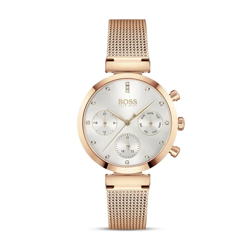 Hugo Boss Flawless Silver Dial Rose Gold-tone Ladies Watch | 1502553