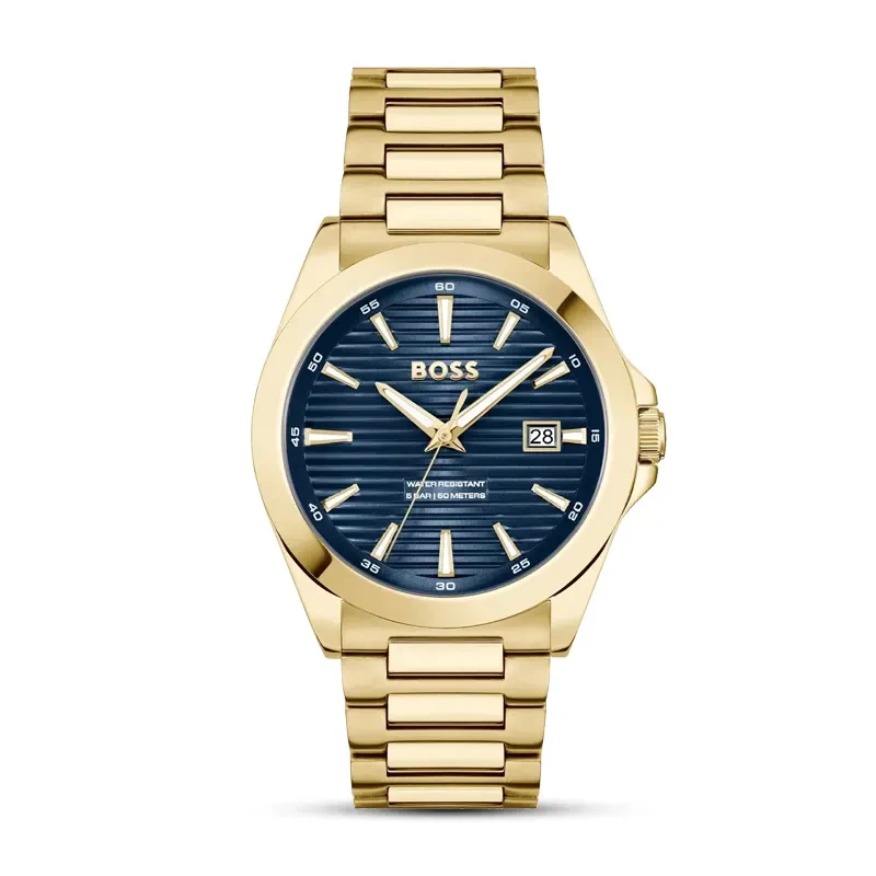 Hugo Boss Strike Blue Dial Gold-Tone Men's Watch | 1514172