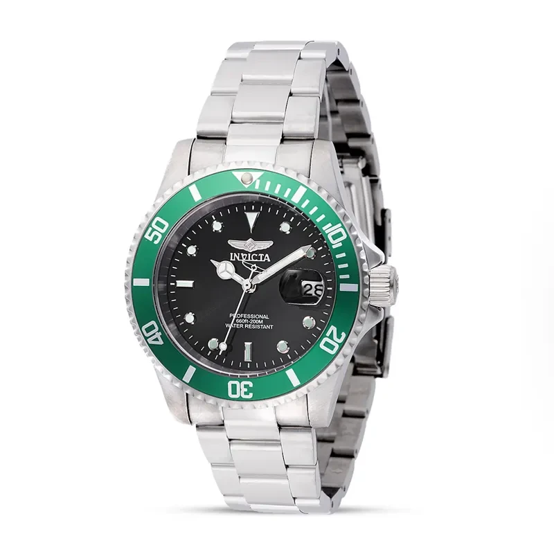 Invicta Pro Diver Date Black Dial Green Bezel Men's Watch | 47353