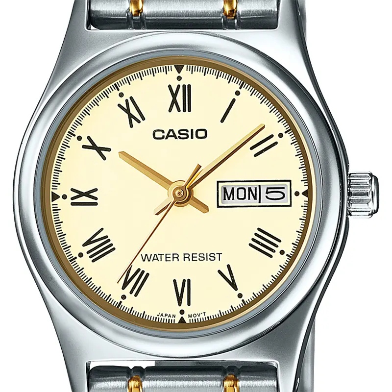 Casio Enticer Cream Dial Two-tone Ladies Watch | LTP-V006SG-9B