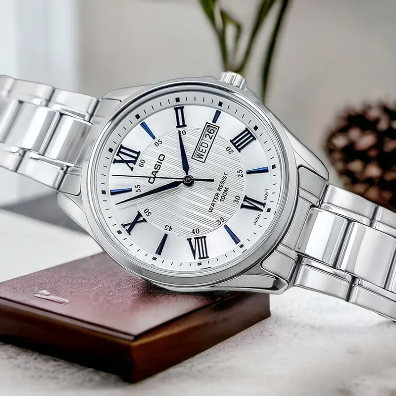 Casio MTP-1384D-7A2V Date Day Silver Dial Men's Watch