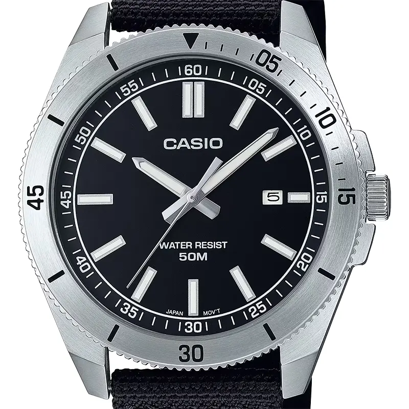 Casio Enticer MTP-B155C-1EV Black Dial Cloth Band Men's Watch