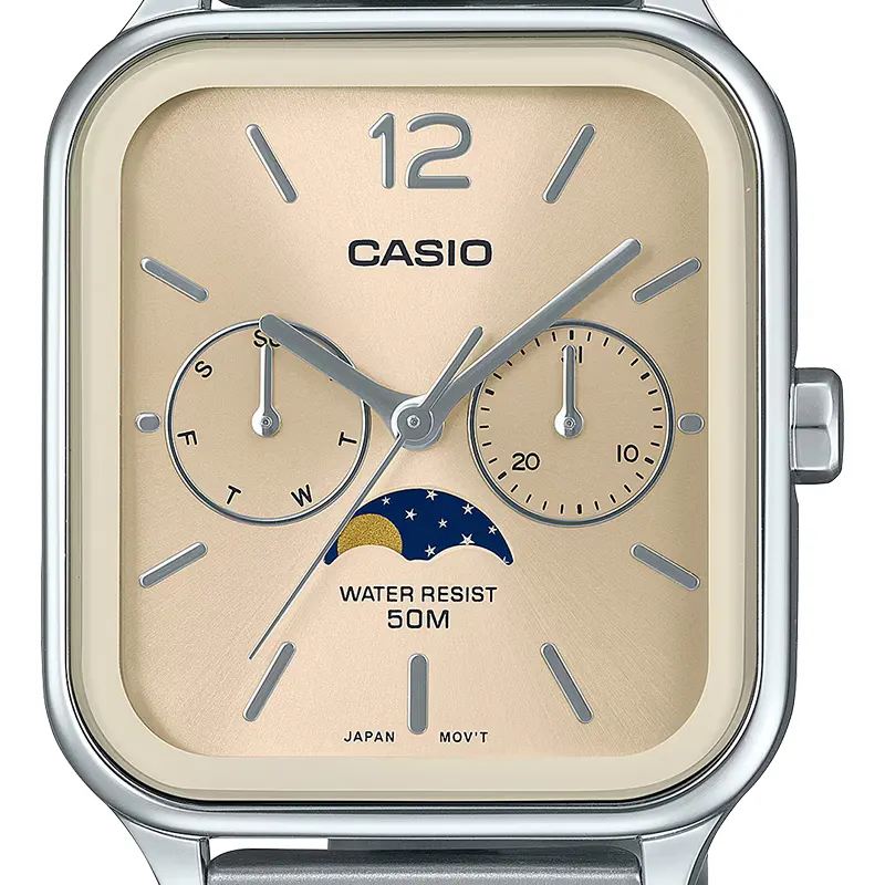 Casio Enticer MTP-M305D-9AV Moon Phase Champagne Dial Men's Watch