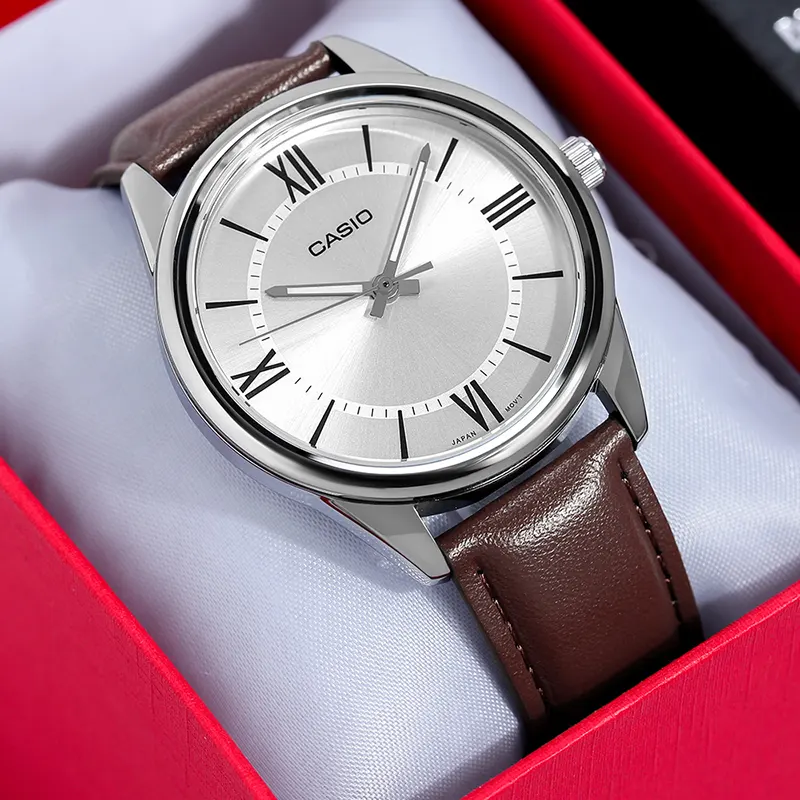 Casio Enticer MTP-V005L-7B5 Silver Dial Leather Men's Watch