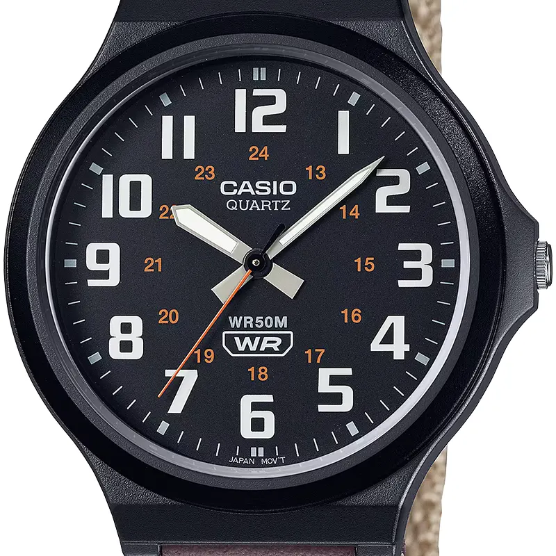 Casio Enticer MW-240B-5BV Black Dial Cloth Band Men's Watch