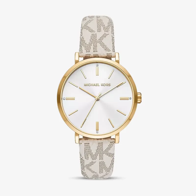 Michael Kors Addyson Silver Dial White PVC Ladies Watch | MK2946