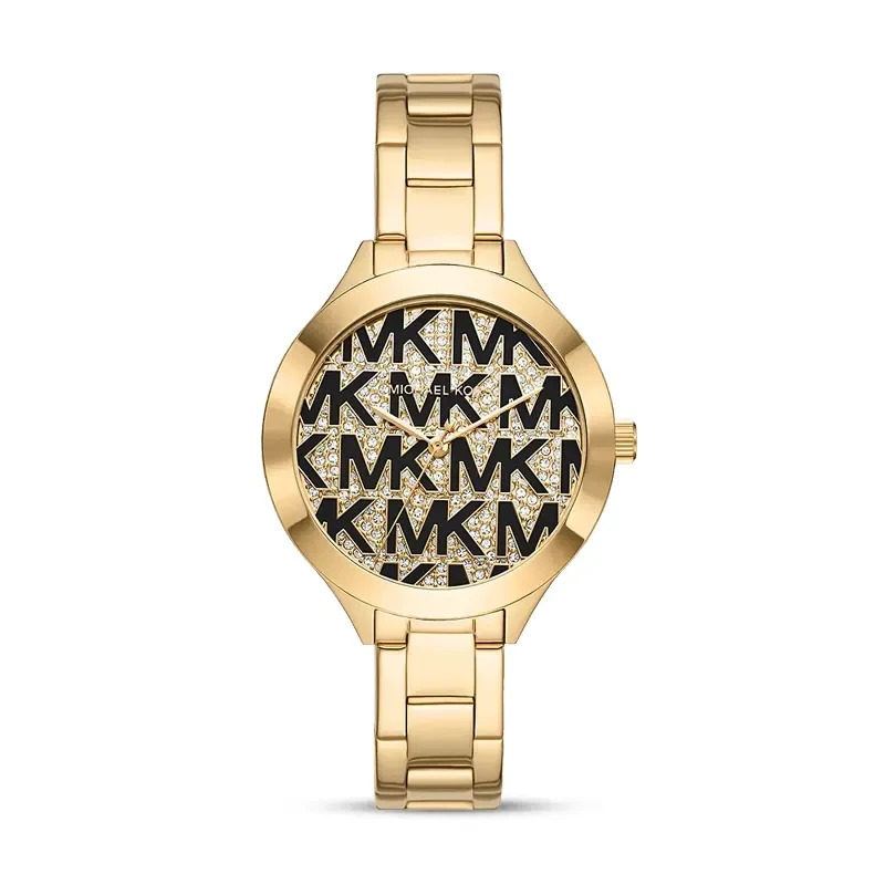 Michael Kors Runway Black Gold Dial Ladies Watch | MK4659