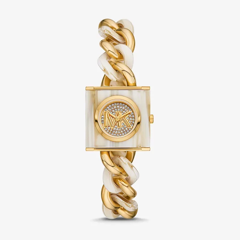 Michael Kors Petite Lock Pavé Gold-Tone and Acetate Ladies Watch | MK4809