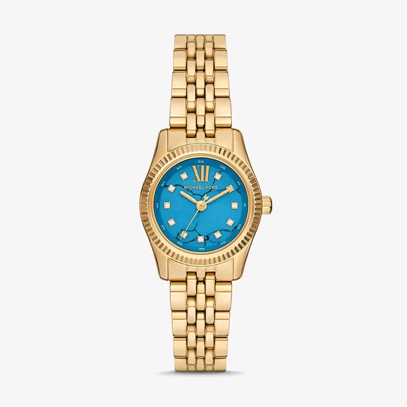 Michael Kors Petite Lexington Turquoise Dial Gold-Tone Ladies Watch | MK4813