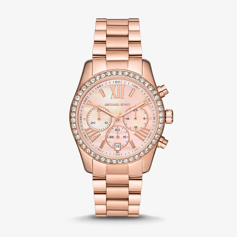 Michael Kors Lexington Chronograph Pink Dial Ladies Watch | MK7242