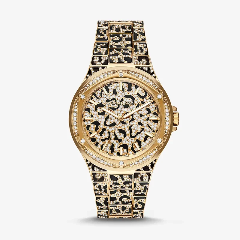 Michael Kors Oversized Lennox Animal Pavé Gold-Tone Ladies Watch | MK7284