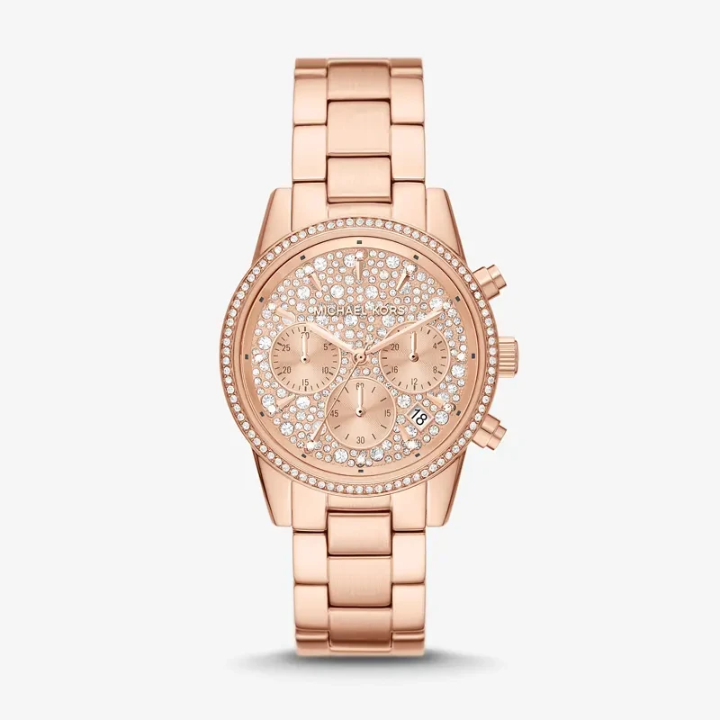 Michael Kors Ritz Chronograph Pavé Rose Dial Ladies Watch | MK7302