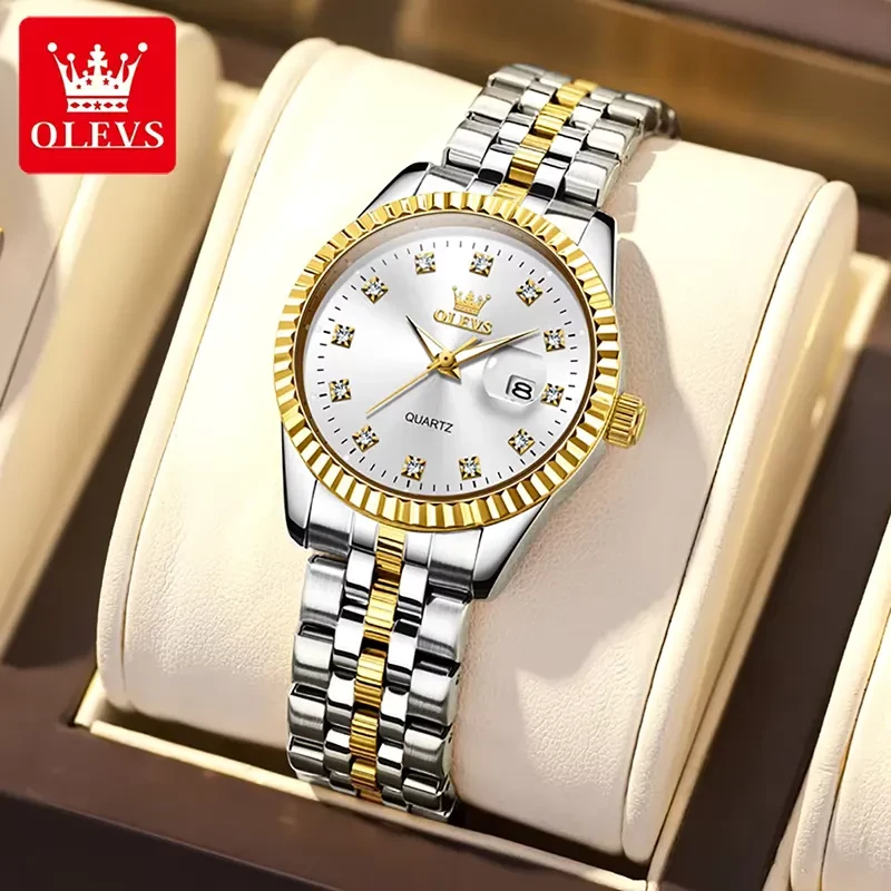 Olevs Luxury Silver Dial Two-tone Ladies Watch | 5526