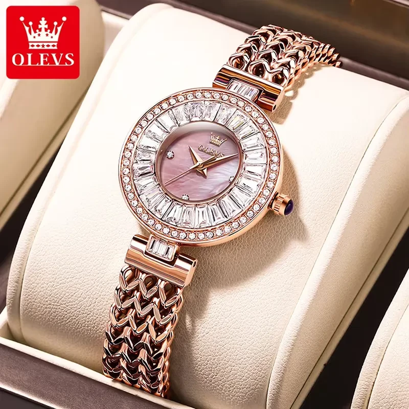 Olevs 9959 Light Pink Mother of Pearl Dial Rose Gold ladies Watch