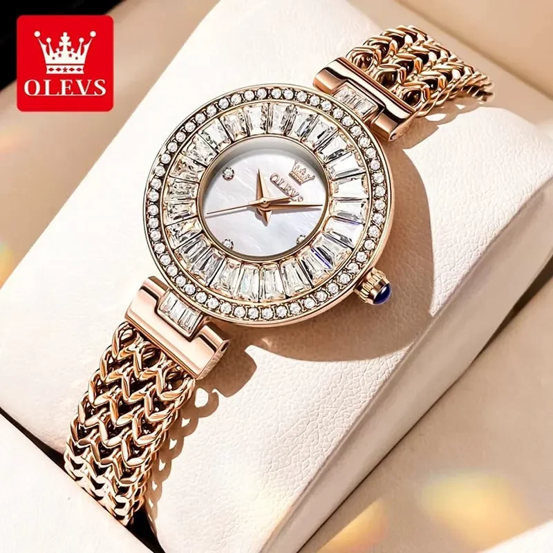 Olevs 9959 White Mother of Pearl Dial Rose Gold ladies Watch