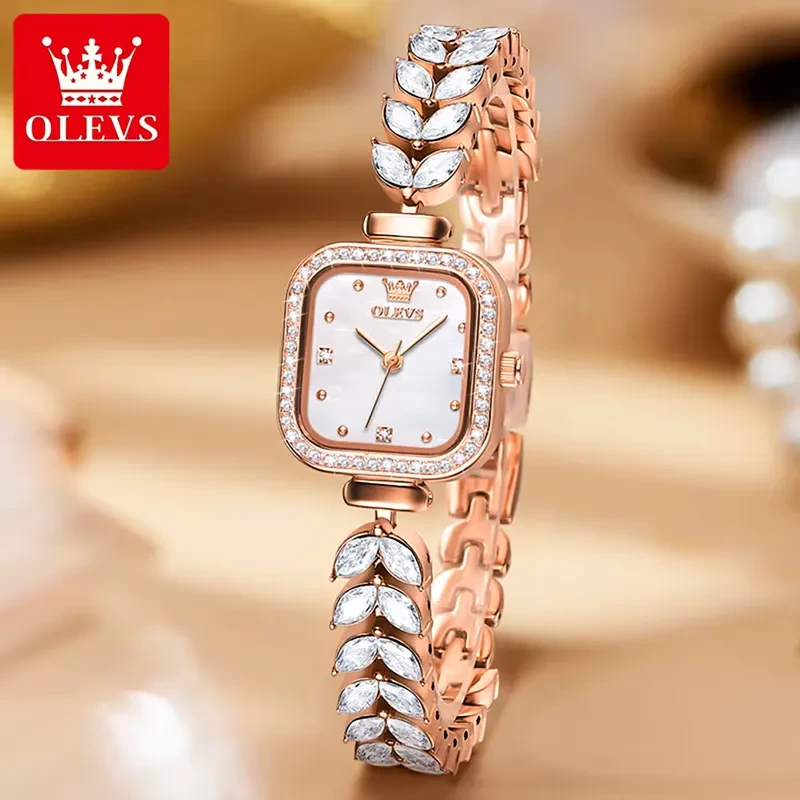 Olevs Luxurious Silver Dial Rose Gold-Tone Ladies Watch | 9987