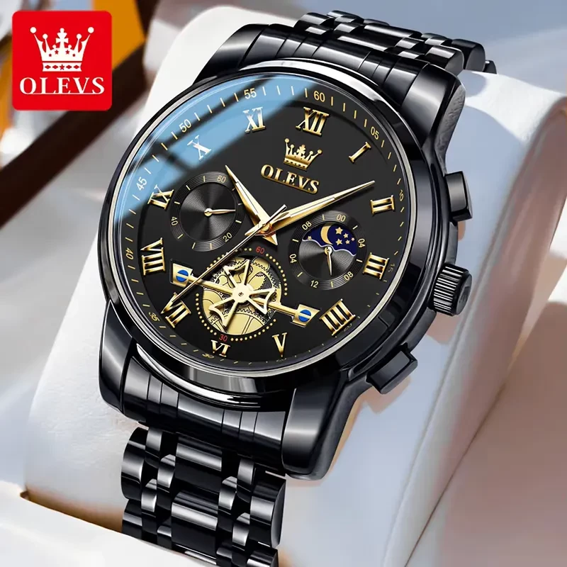 Olevs 2859 Multifunctional Black Dial Men's Watch