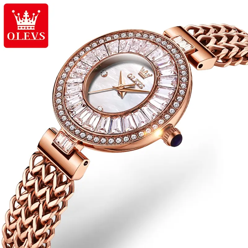 Olevs 9959 White Mother of Pearl Dial Rose Gold ladies Watch