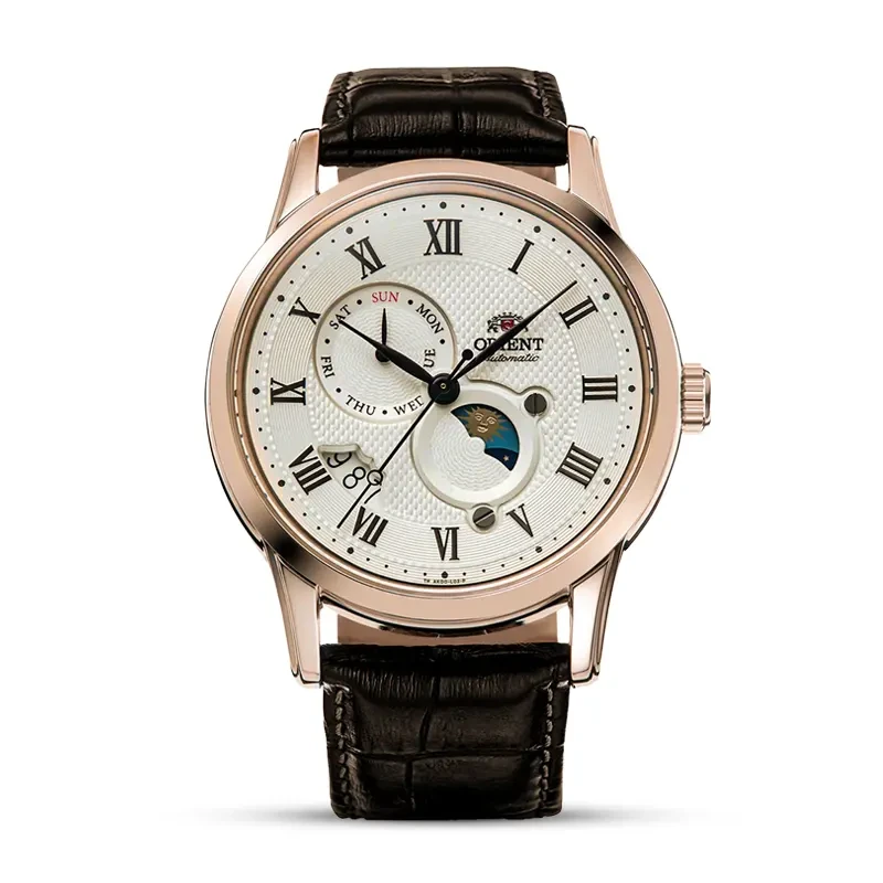 Orient Bambino Sun & Moon Cream Dial Automatic Men's Watch | RA-AK0007S