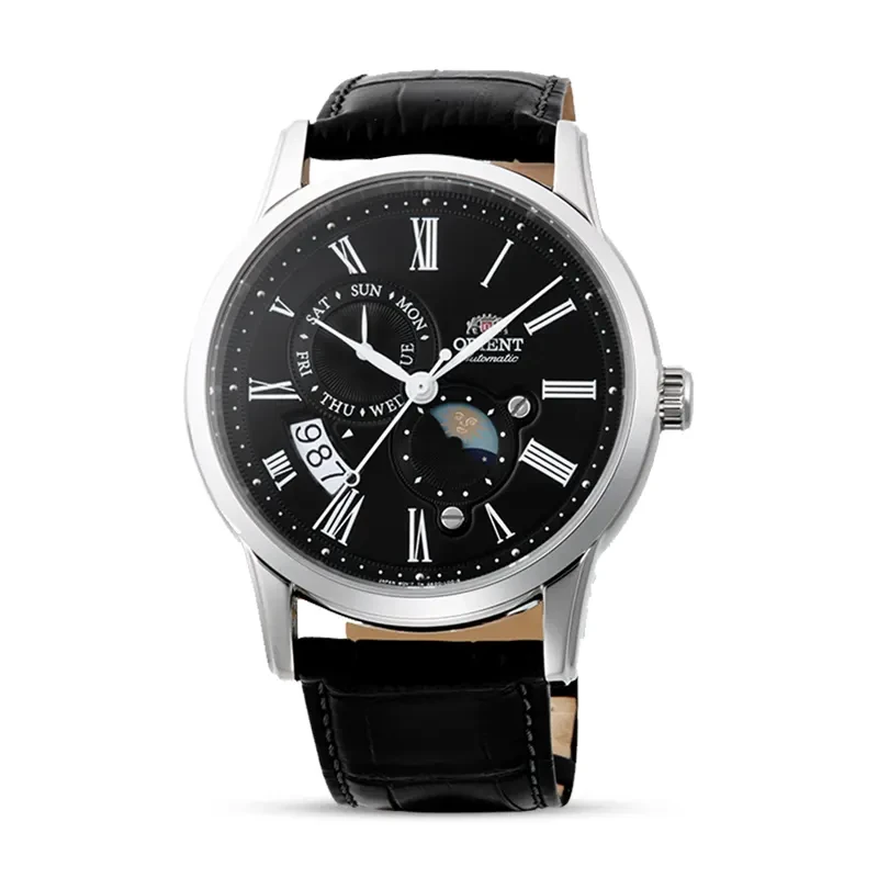 Orient Bambino Sun & Moon Black Dial Automatic Men's Watch | RA-AK0010B30B
