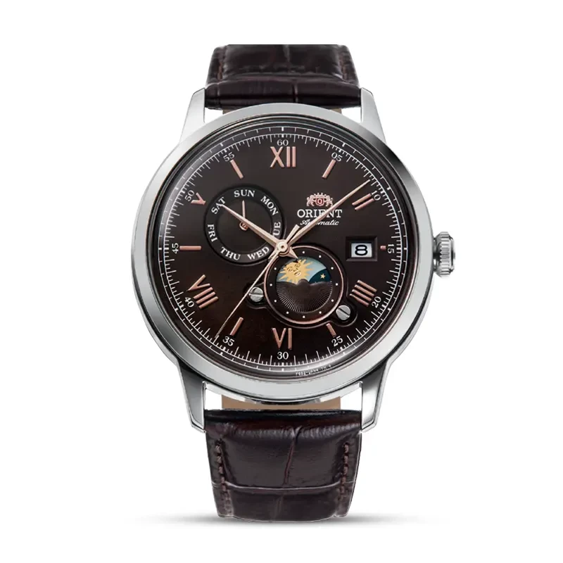 Orient Bambino V9 Sun & Moon Brown Dial Men's Watch | RA-AK0804Y