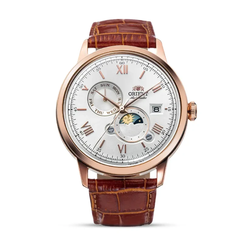 Orient Bambino Sun & Moon White Dial Men's Watch | RA‑AK0801S