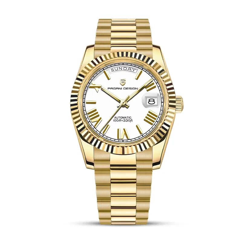 Pagani Design PD-1752 Day-Date White Dial Gold-tone Men's Watch