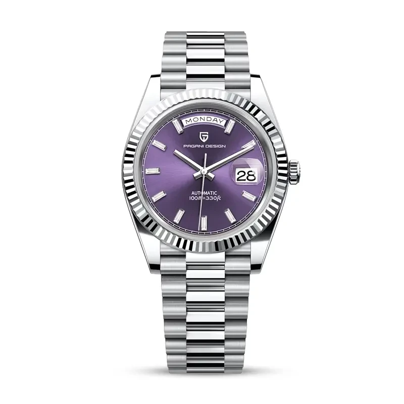 Pagani Design PD-1783 Day-Date Sunburst Purple Dial Men's Watch