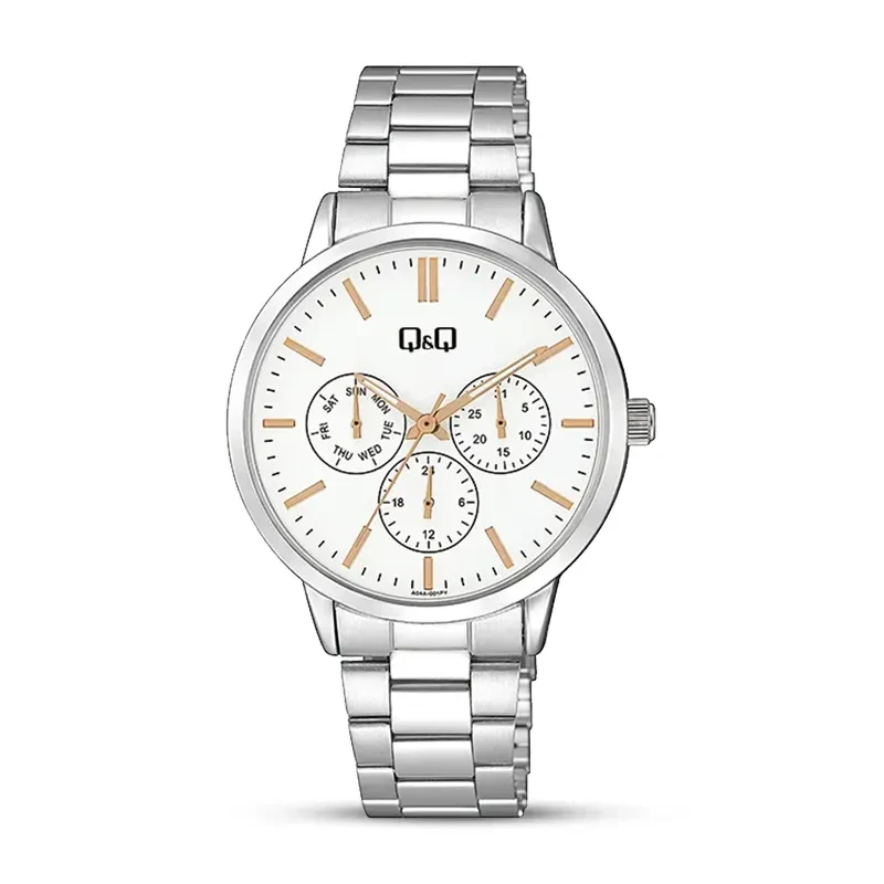 Q&Q A04A-001PY White Dial Silver-tone Ladies Watch
