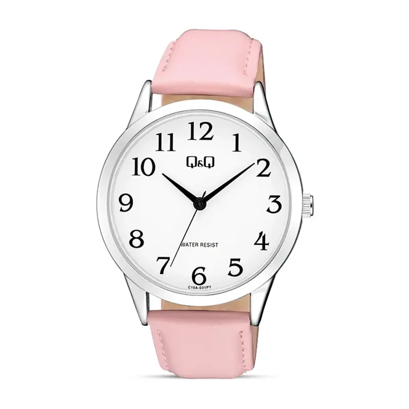 Q&Q C10A-031PY White Dial Pink Strap Ladies Watch