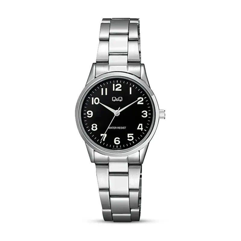 Q&Q C11A-004PY Black Dial Silver-tone Ladies Watch