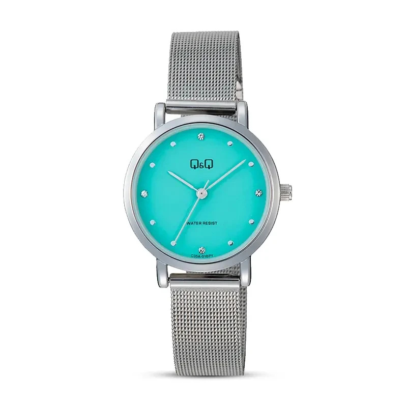 Q&Q C35A-018PY Tiffany Blue Dial Silver-tone Ladies Watch