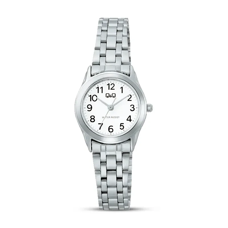 Q&Q C50A-004PY White Dial Silver-tone Ladies Watch