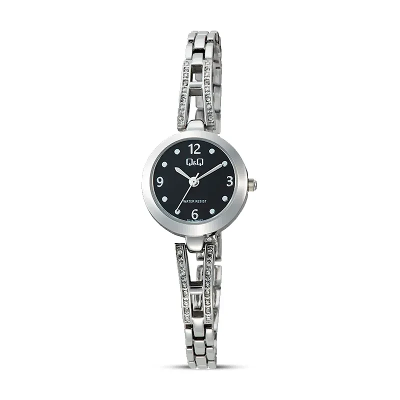Q&Q F07A-002PY Black Dial Silver-tone Ladies Watch
