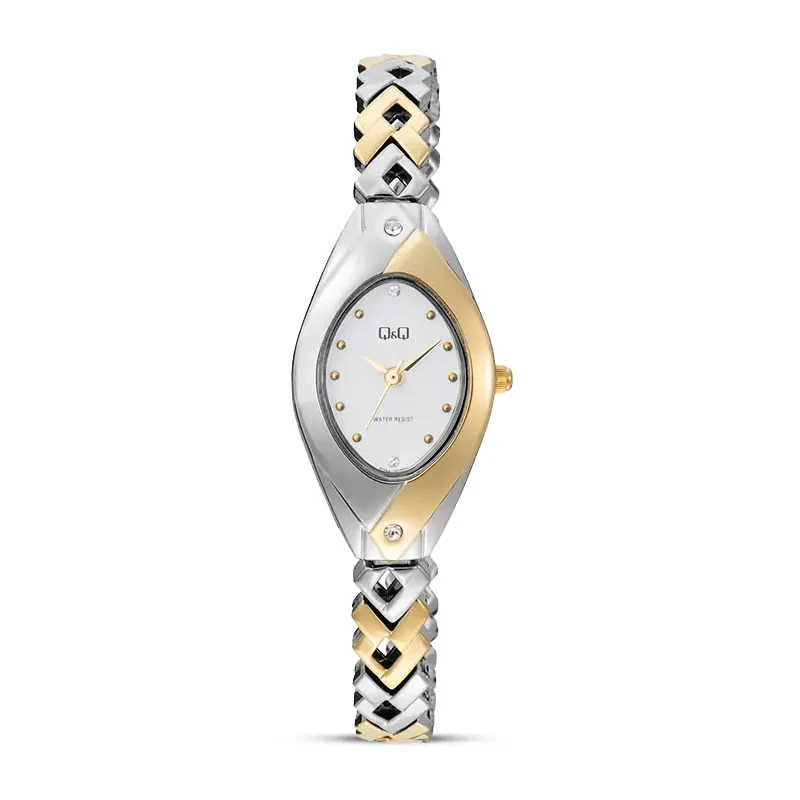 Q&Q F09A-002PY White Dial Two-tone Ladies Watch