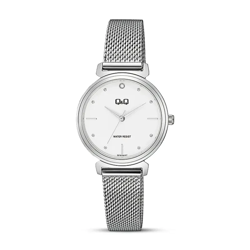 Q&Q Q27B-001PY White Dial Silver-tone Ladies Watch