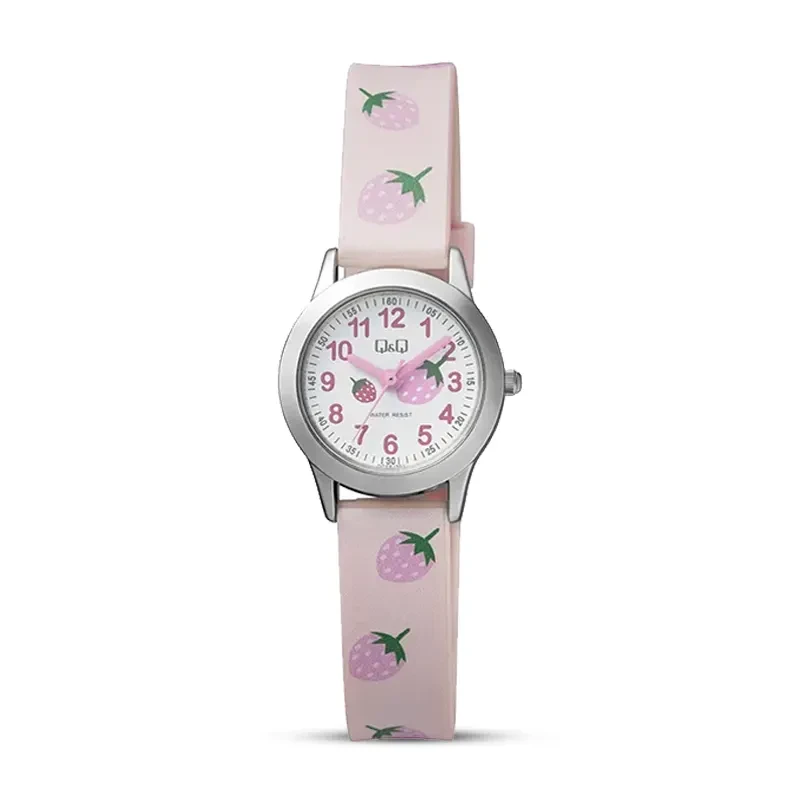 Q&Q QC29J304Y White Dial Resin Pink Strap Watch
