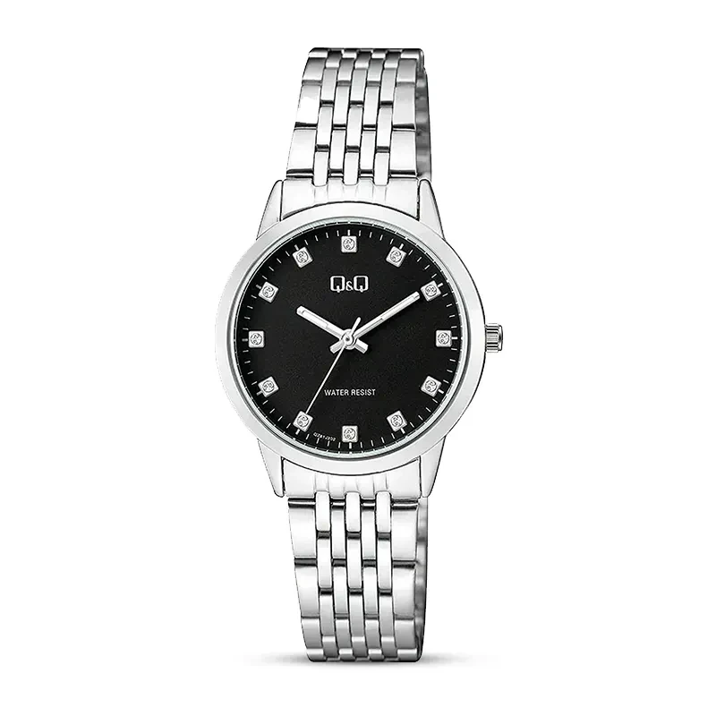 Q&Q QZ81J202Y Black Dial Silver-tone Ladies Watch