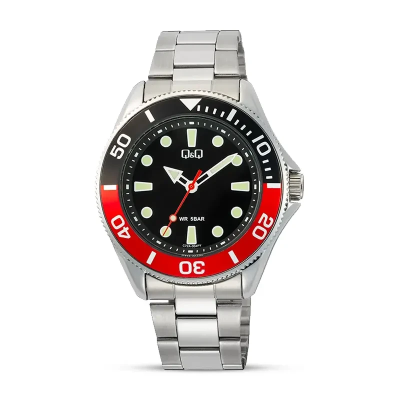 Q&Q C72A-004PY Black Dial Coke Bezel Men's Watch